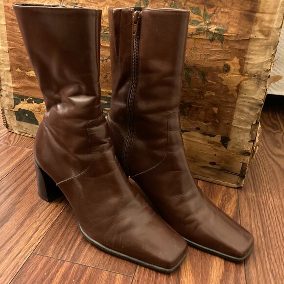 Midcalf Leather heeled Boots, elegant size 7.5 rich brown, Michelle D - Picture 13 of 13